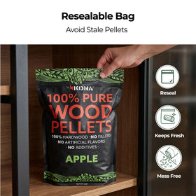 Kona Apple Smoker Pellets used with a smoker tube for steady flavor.