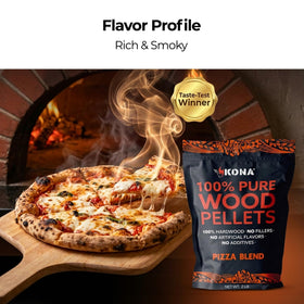 Kona natural hardwood smoker pellets pack for clean, consistent smoke.