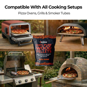 Kona Pizza Blend pellets closeup designed for Ninja Woodfire and Ooni ovens.