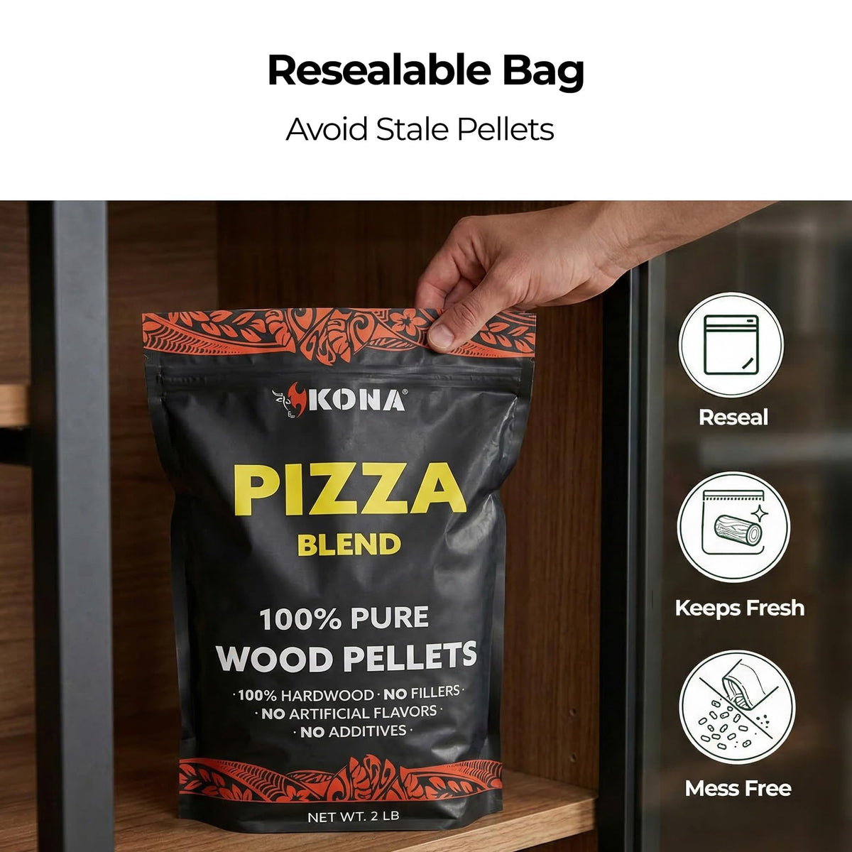 Kona pizza oven in use delivering rich smoky notes.