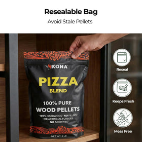 Kona pizza oven in use delivering rich smoky notes.