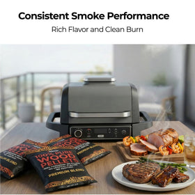 Kona Premium Blend pellets closeup grain emphasizes premium hardwood quality for clean burn