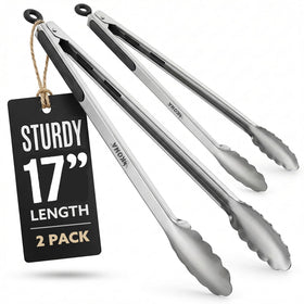Kona Premium tongs in side view show durable stainless steel for versatile grilling.