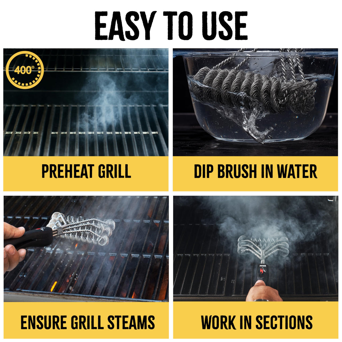 Kona Safe/Clean Grill Brush includes a 10-year warranty card for confidence.