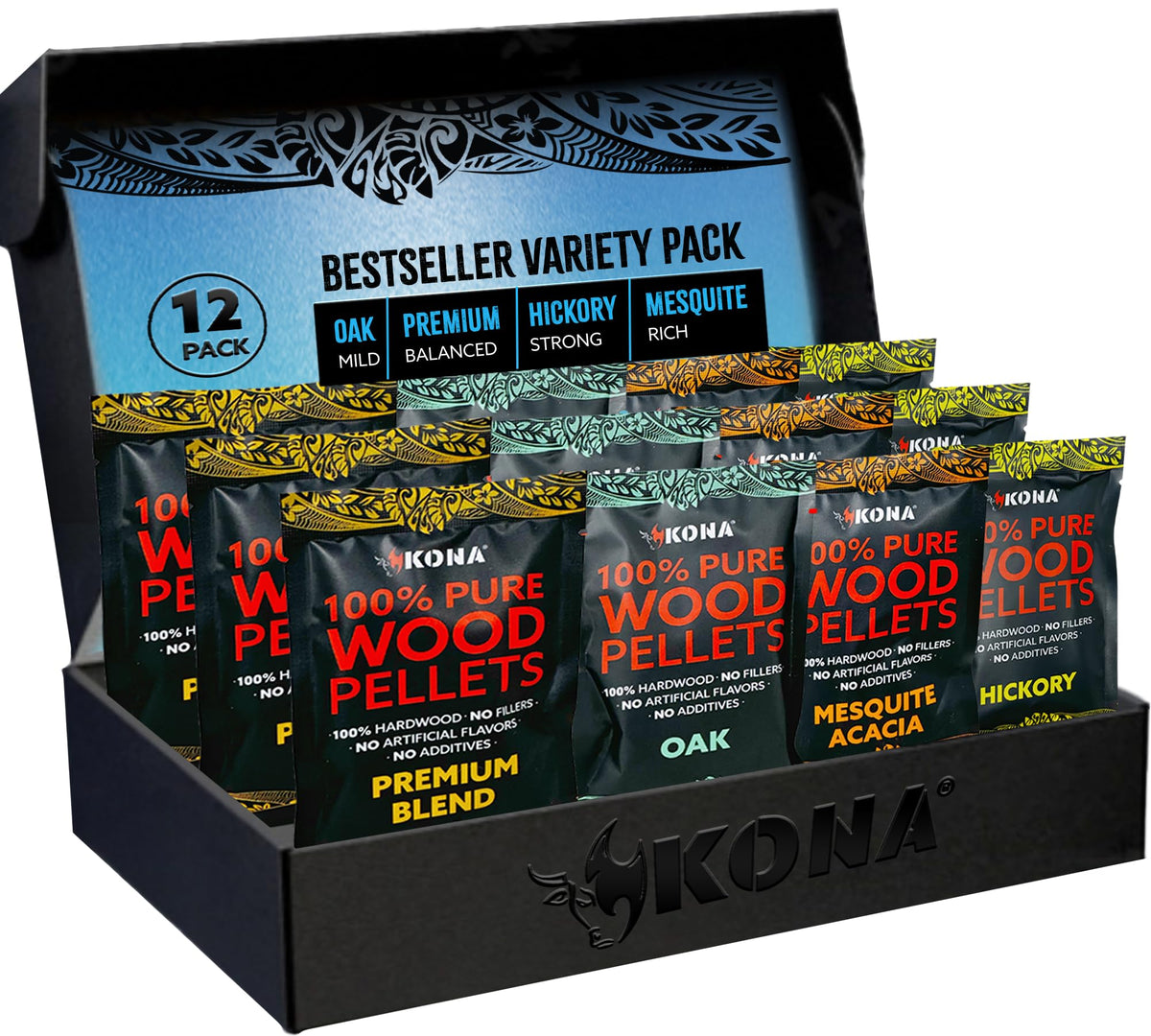 Kona wood pellets pack shot for Ninja Woodfire, ready to start smoky sessions