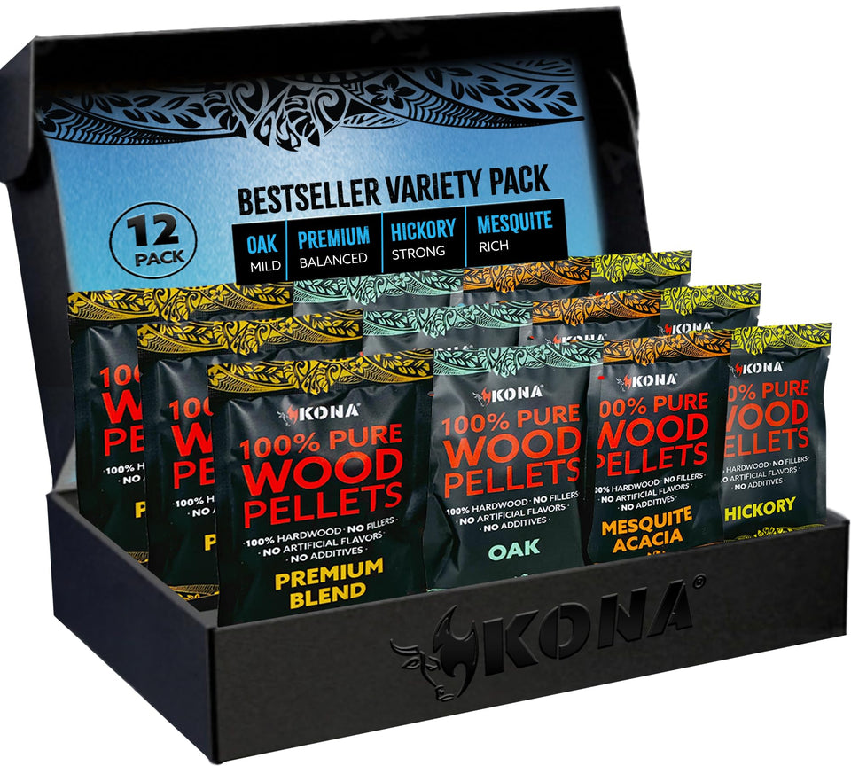 Kona wood pellets pack shot for Ninja Woodfire, ready to start smoky sessions