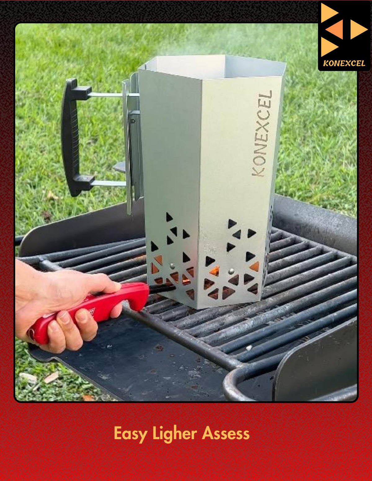 Konexcel starter set suitable for camping and outdoor grilling experiences.