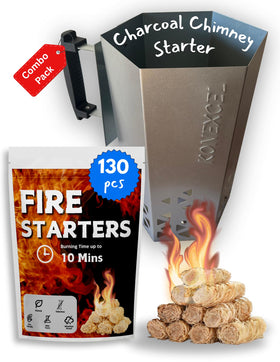 Konexcel charcoal chimney starter XL ready to ignite fast charcoal for grill.