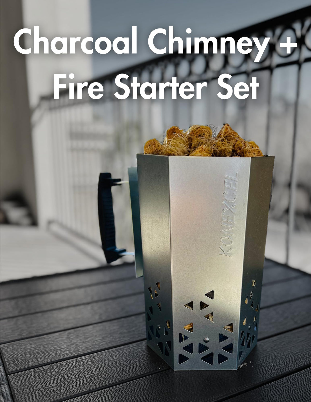 Konexcel 130-pack natural wood fire starters for quick, reliable campfire lighting.
