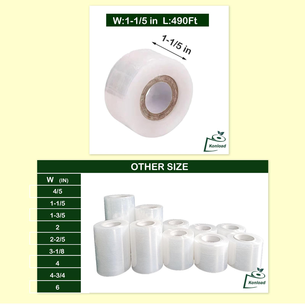 Konload grafting tape demonstrating gentle stretch for secure, moisture-friendly wraps.