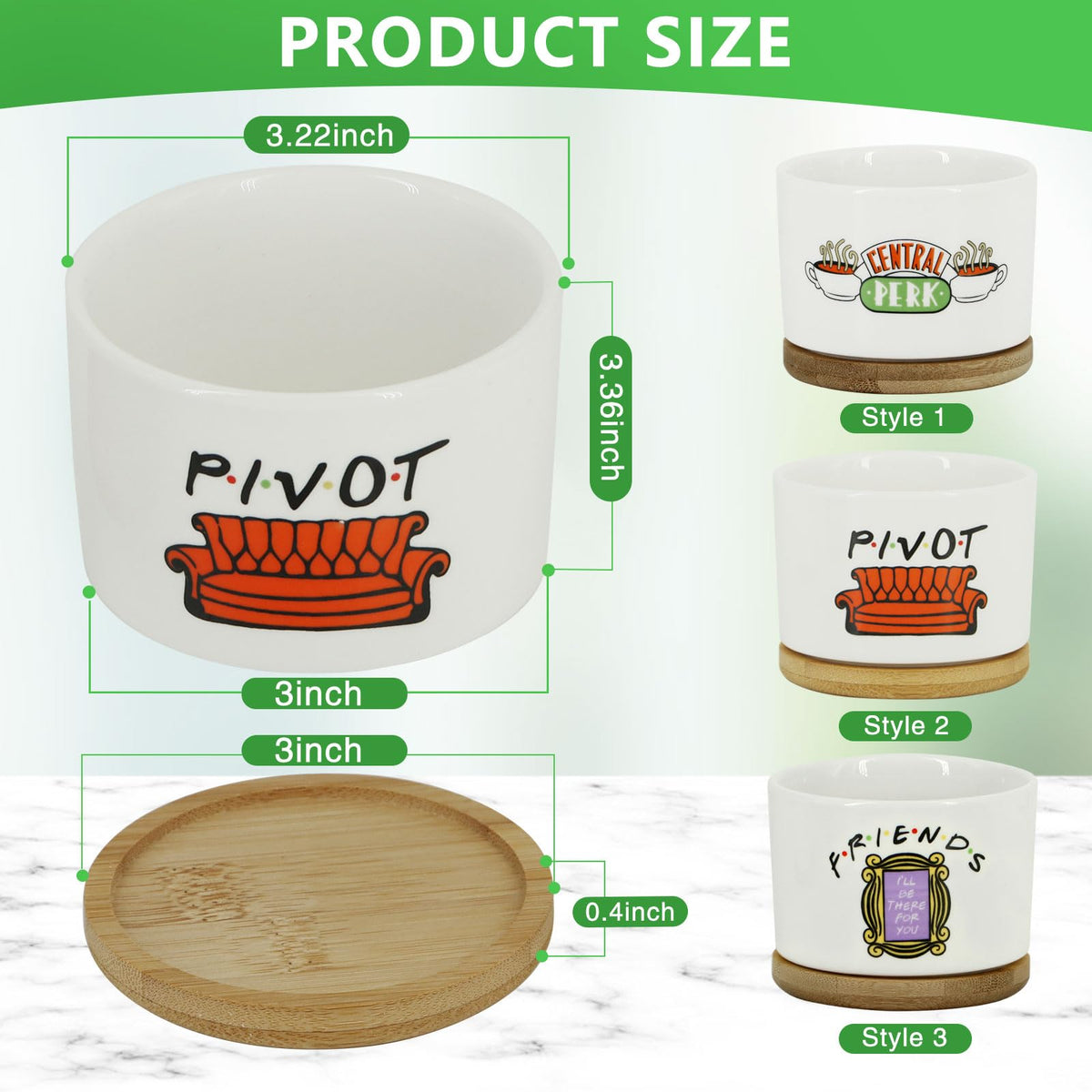 KONROOWEI Ceramic pots with a glossy finish for various plants.