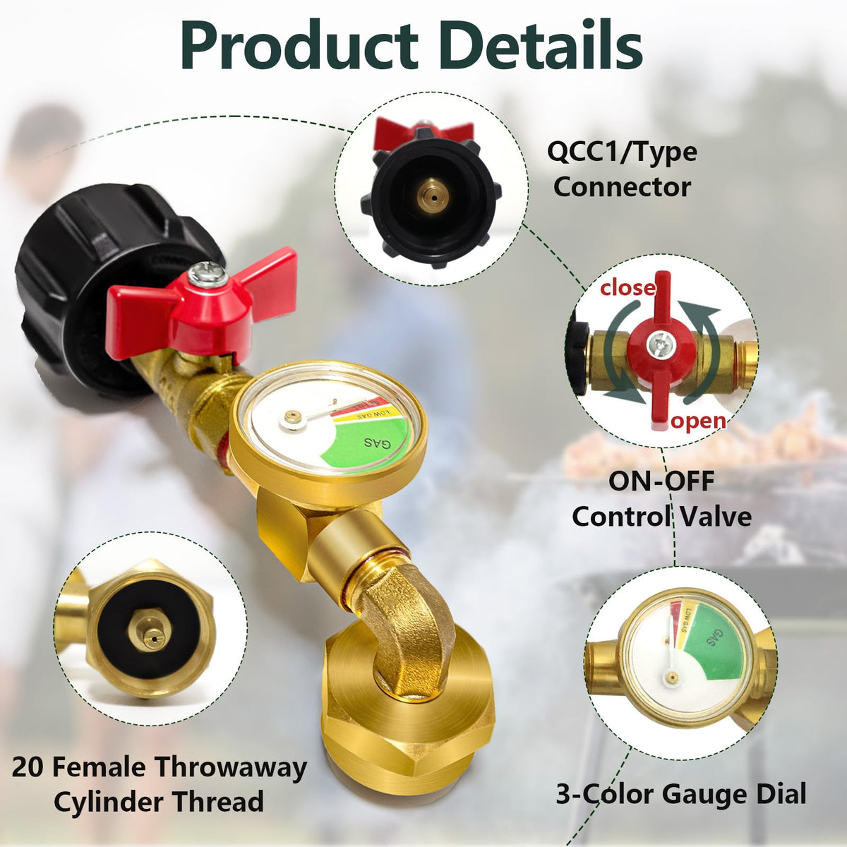 konros propane refill adapter includes caps and sealing tape
