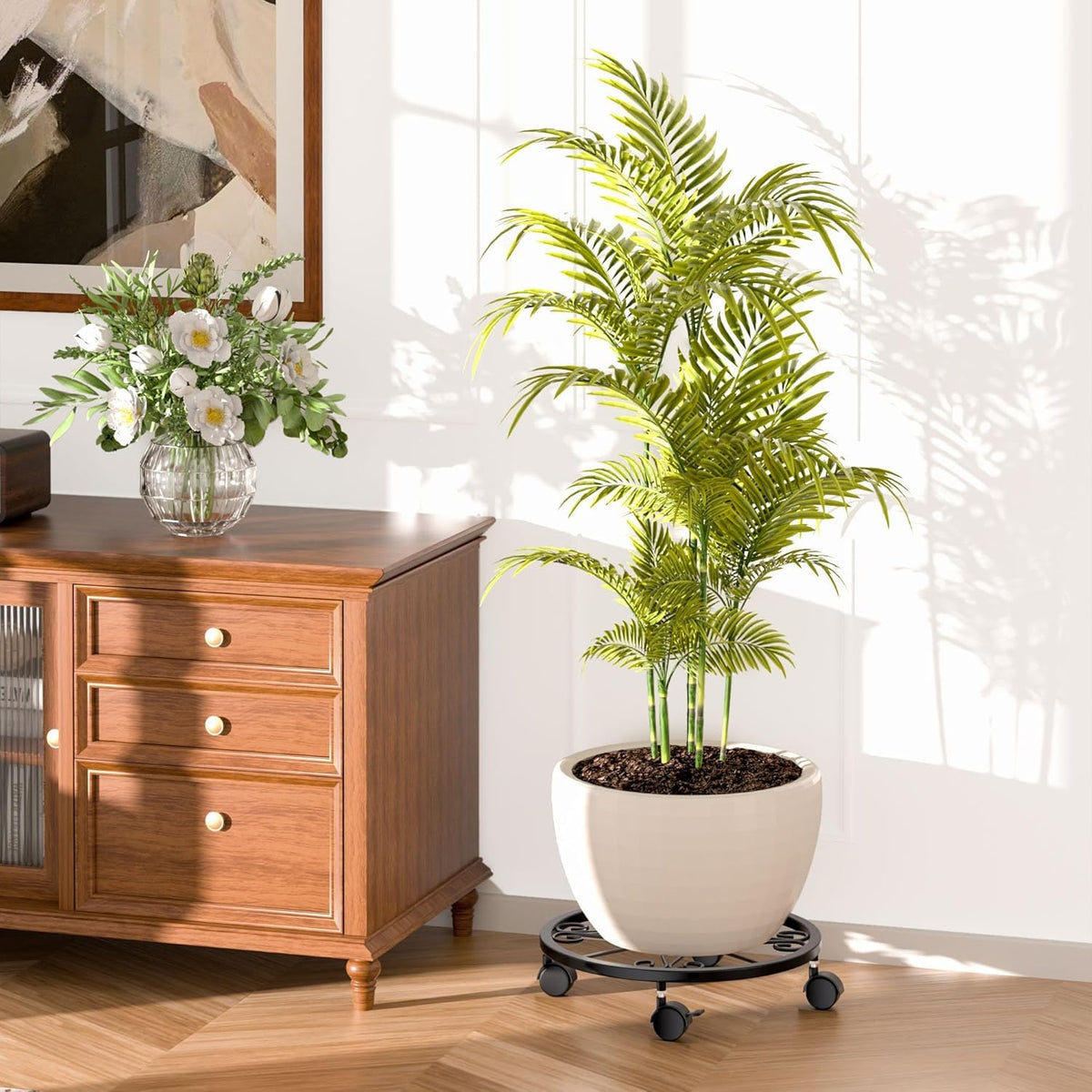 KOOKASHOP heavy-duty plant dolly supports up to 80 lbs.