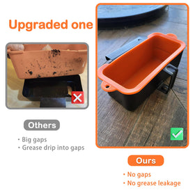 Koolstuffs silicone liner keeps grease contained during heavy use and cleanup.