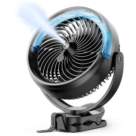 Koonie 10000mAh misting fan clipped for portable cooling on the go