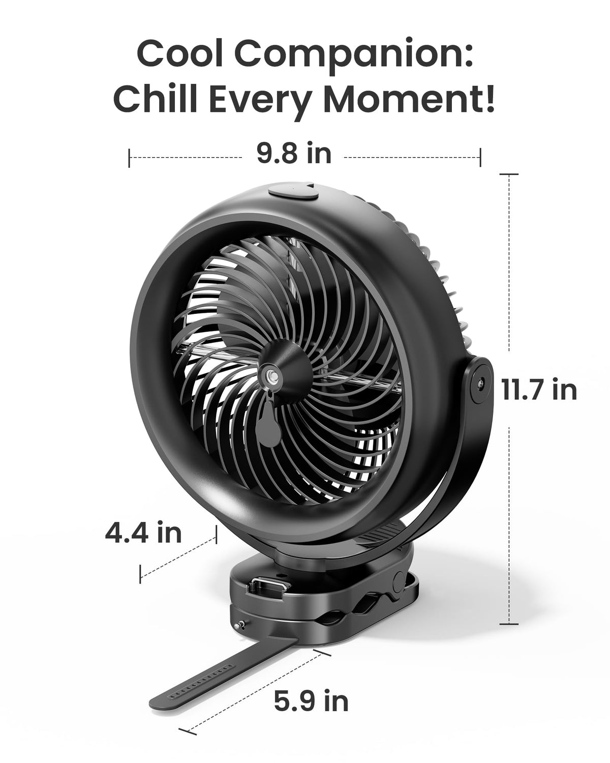 Koonie portable misting fan on a golf cart or stroller