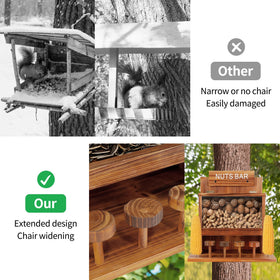 KOOPRO Squirrel Feeder carbonized wood finish for weather resistance outdoors