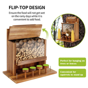 KOOPRO Squirrel Feeder extended base supporting corn cob and fruit feeding
