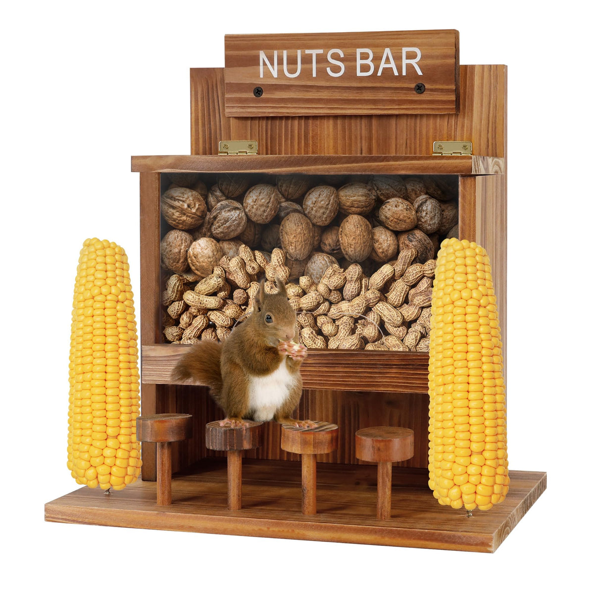 KOOPRO Squirrel Feeder on a tree branch with four perches for relaxed snacking
