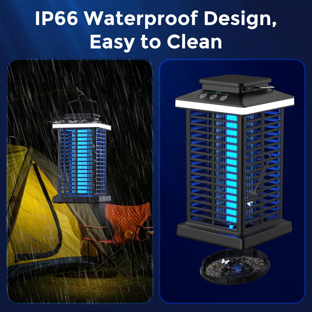 KOOSA Bug Zapper top hook for convenient porch hanging.