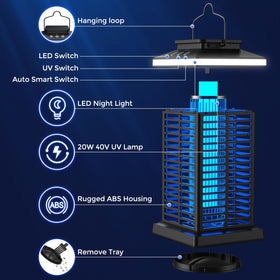 KOOSA Bug Zapper IP66 rating protects against rain and dust.
