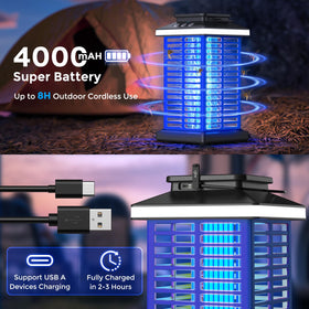 KOOSA Bug Zapper Outdoor 4000V Grid eliminates insects quickly and safely.