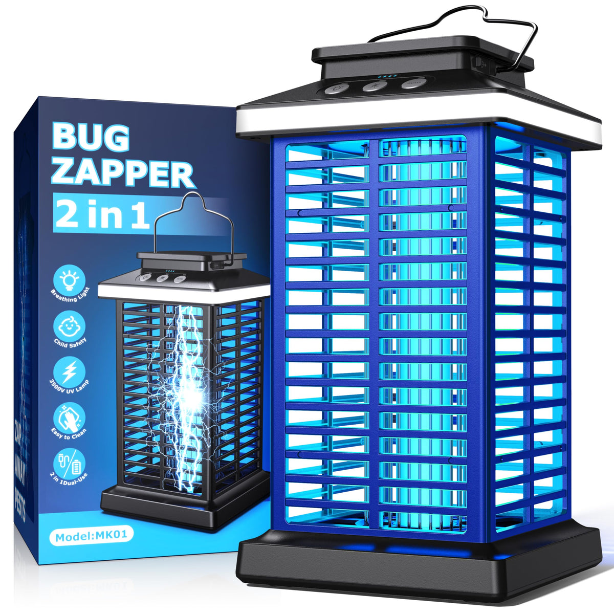 KOOSA Bug Zapper Outdoor 5000mAh powers extended outdoor sessions safely.