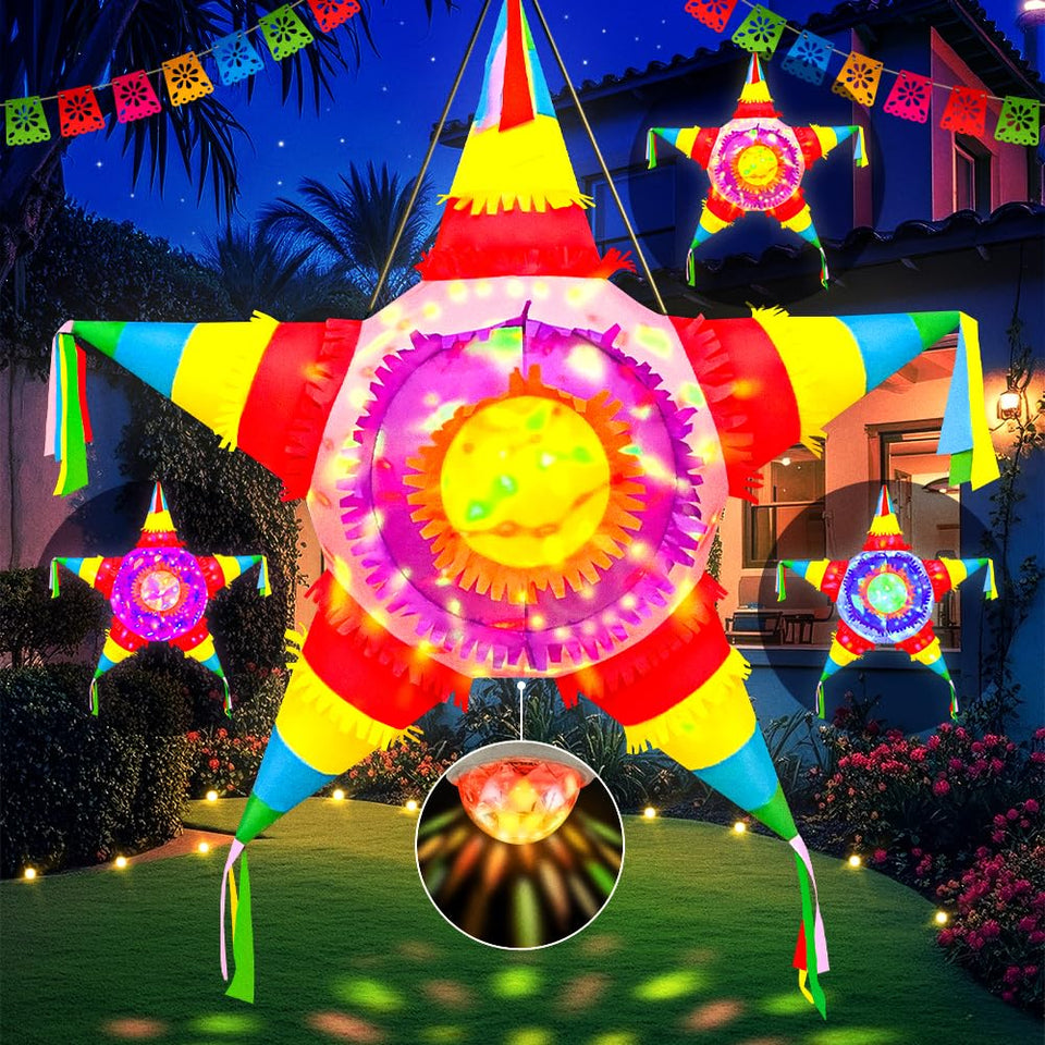 KOOY 5ft Cinco de Mayo inflatable pinata with LED lights for outdoor fun.