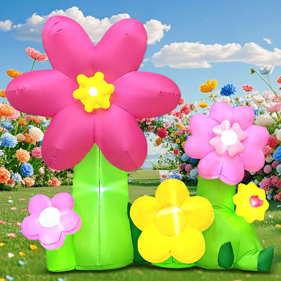 KOOY 6FT spring inflatable flowers for a bright yard display