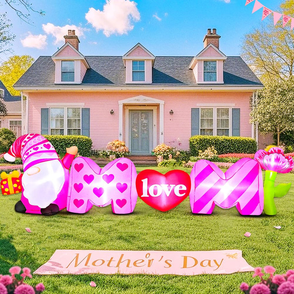 KOOY 8ft Mothers Day inflatable outdoor decoration inflates quickly to brighten your yard.