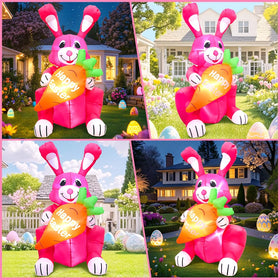 KOOY Easter Bunny inflatable with LED lights brightening your garden at night