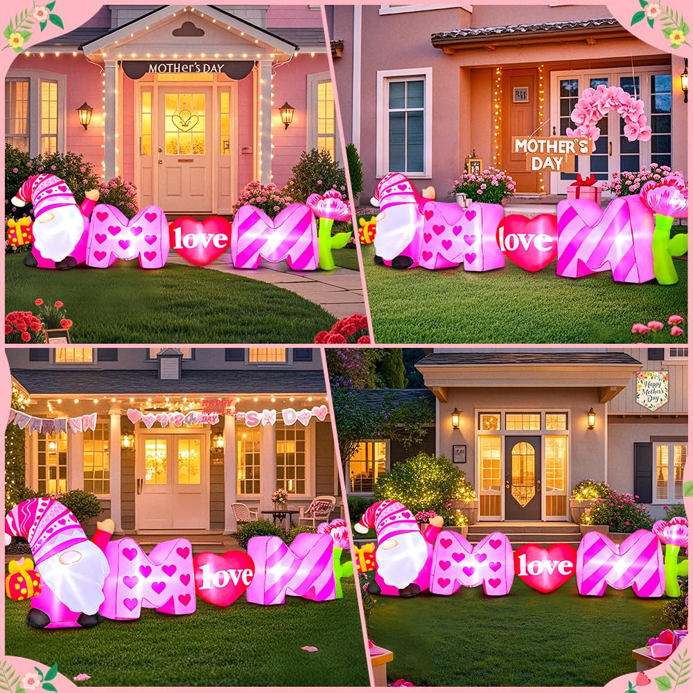 KOOY gnome and flowers inflatable adds whimsical garden charm.