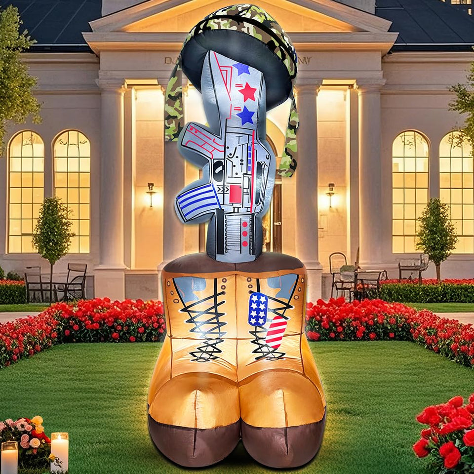 KOOY Memorial Day inflatable soldier front view with durable build for outdoor display