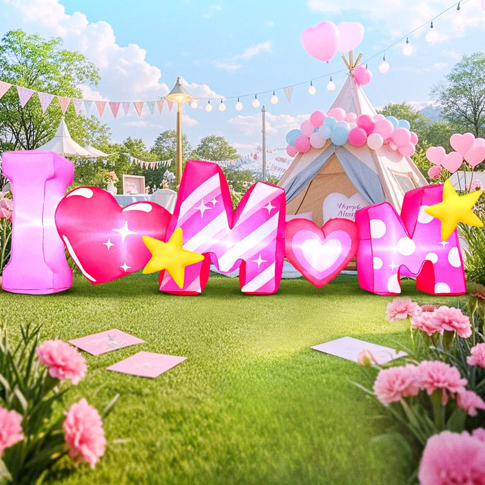 KOOY Mothers Day inflatable with LED lights brightens your yard for celebrations.