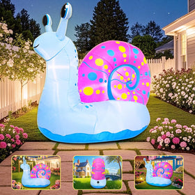 KOOY snail with LED lights illuminating the garden at night