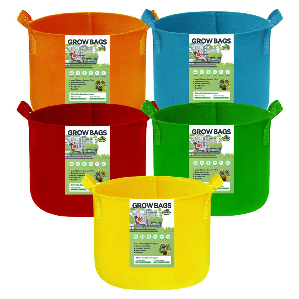 Kopotma 15Gal grow bag in bright colorful design for tomatoes and veggies.