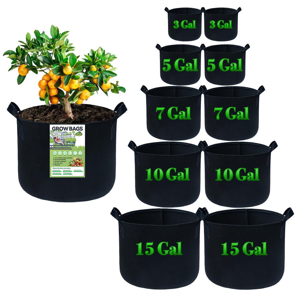 kopotma mixed size grow bags pack suitable for various plants and easy to transport.