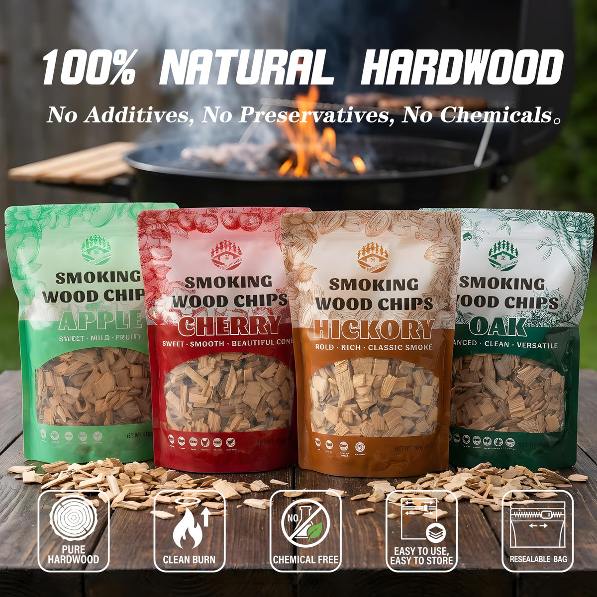 KORELION WOOD Cherry chips for beef and ribs with rich color.