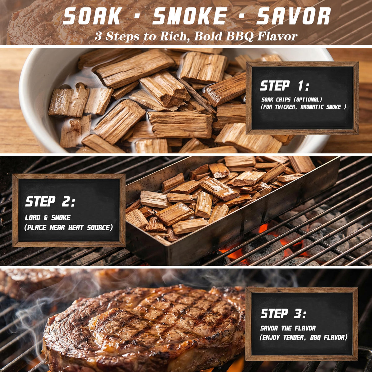 KORELION WOOD Hickory chips for bold BBQ aroma on pork or brisket.