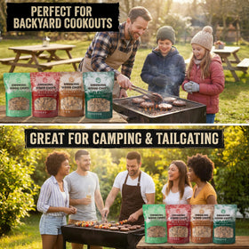 KORELION WOOD Long-burn smoker chips ideal for extended barbecues.