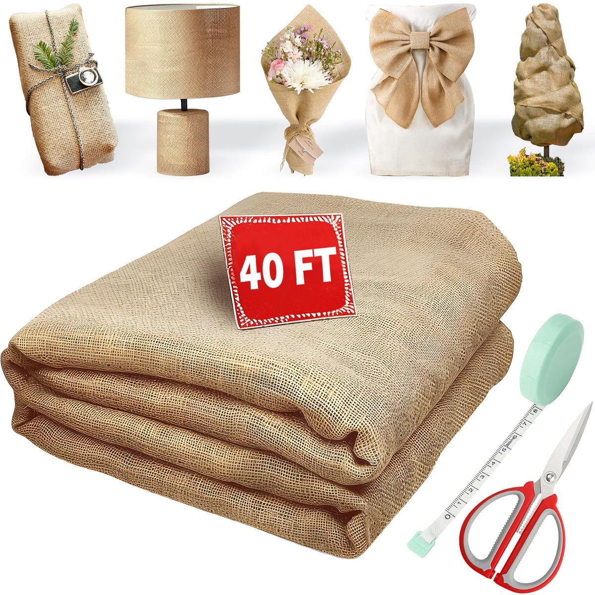 Koretech burlap roll used as shade cloth for sun-exposed garden plants.