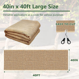 Koretech burlap roll laid as a weed barrier to curb growth.