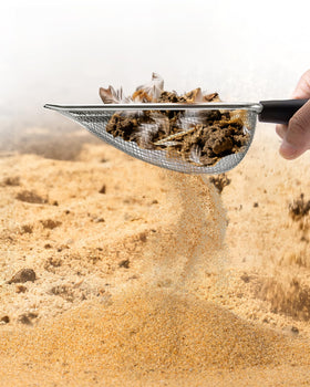 KOROI chicken poop scooper with 5mm mesh for handling coarser waste efficiently.