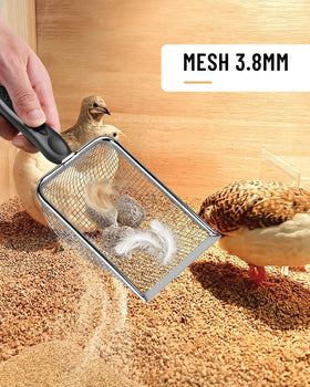 KOROI dual-mesh scoop set ideal for sand sifting in pet enclosures.
