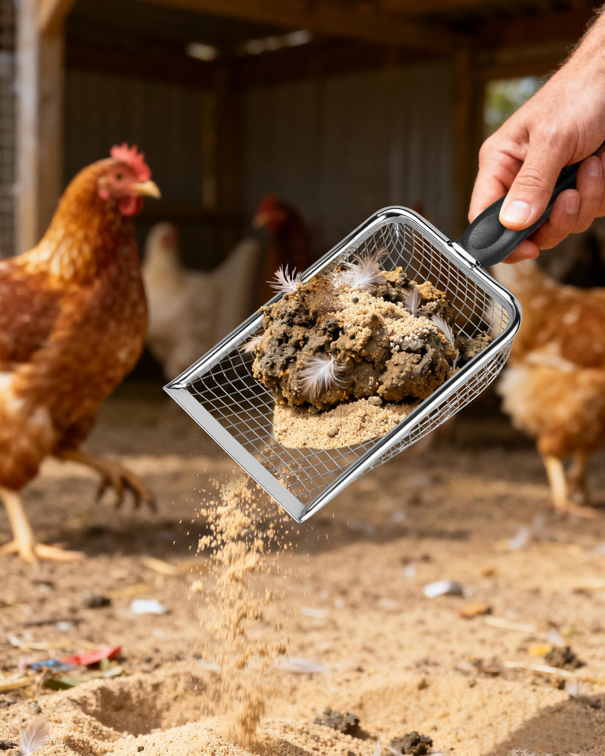 KOROI rust-resistant coop scoop cleans with water for reusable performance.