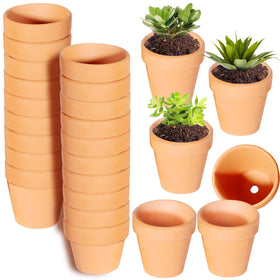 Kosrtuny 3-inch terracotta pots set, ideal for seedlings and small plants.