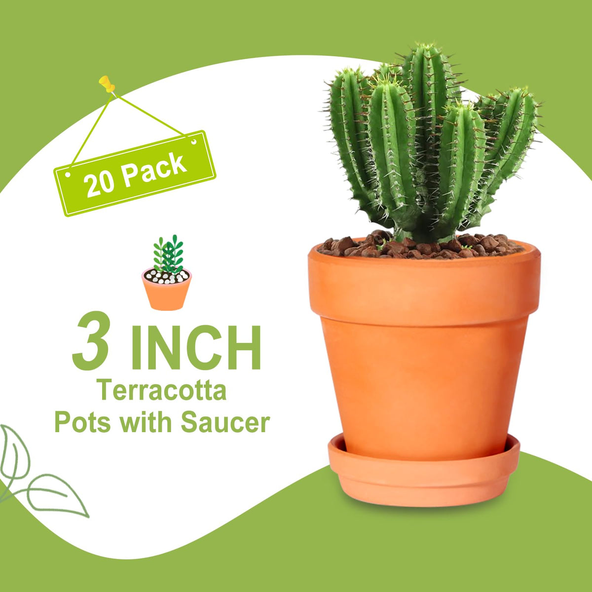 Kosrtuny 20-pack terracotta pots ideal for succulents and windowsill displays.