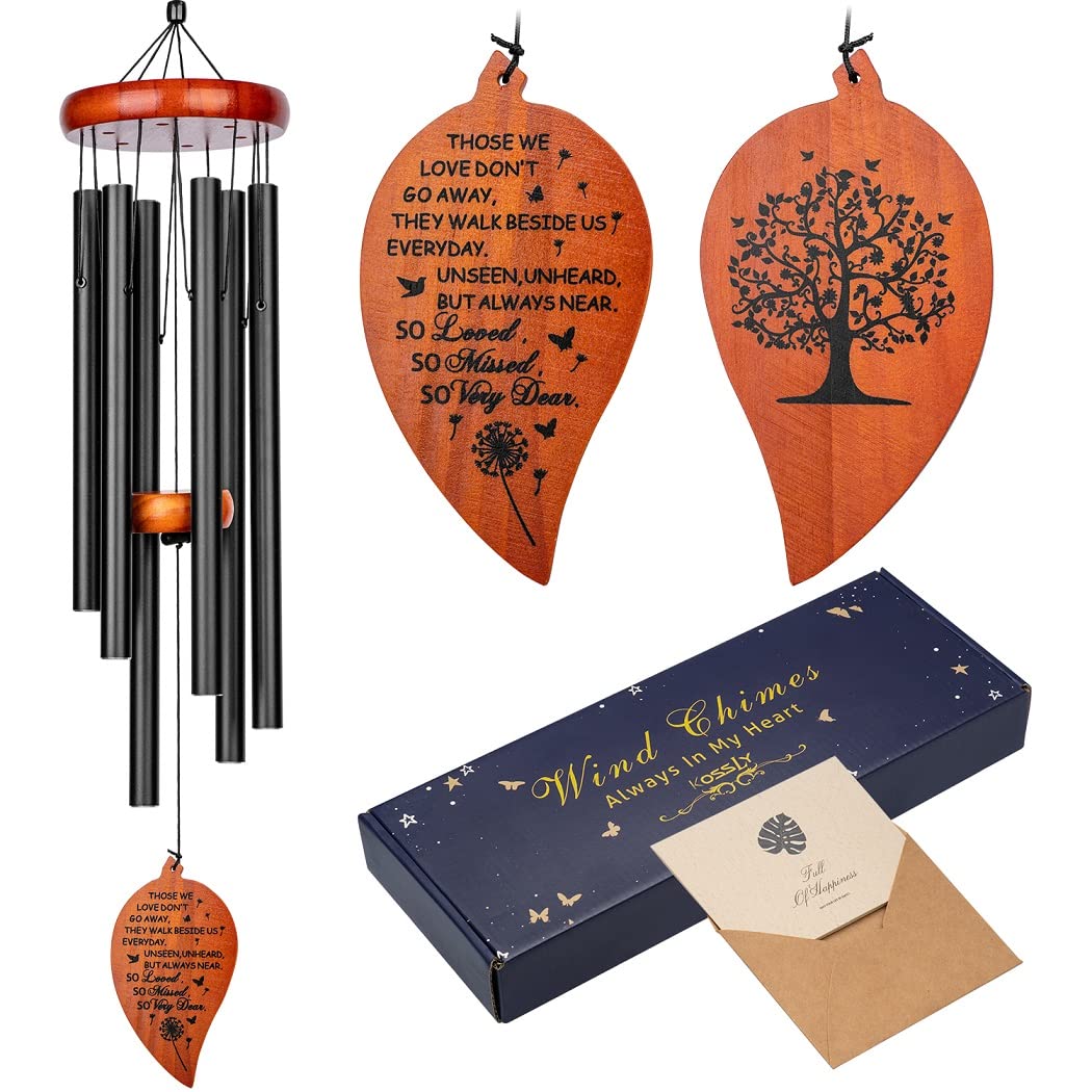 KOSSLY sympathy wind chimes in elegant gift packaging, ready for gifting and remembrance