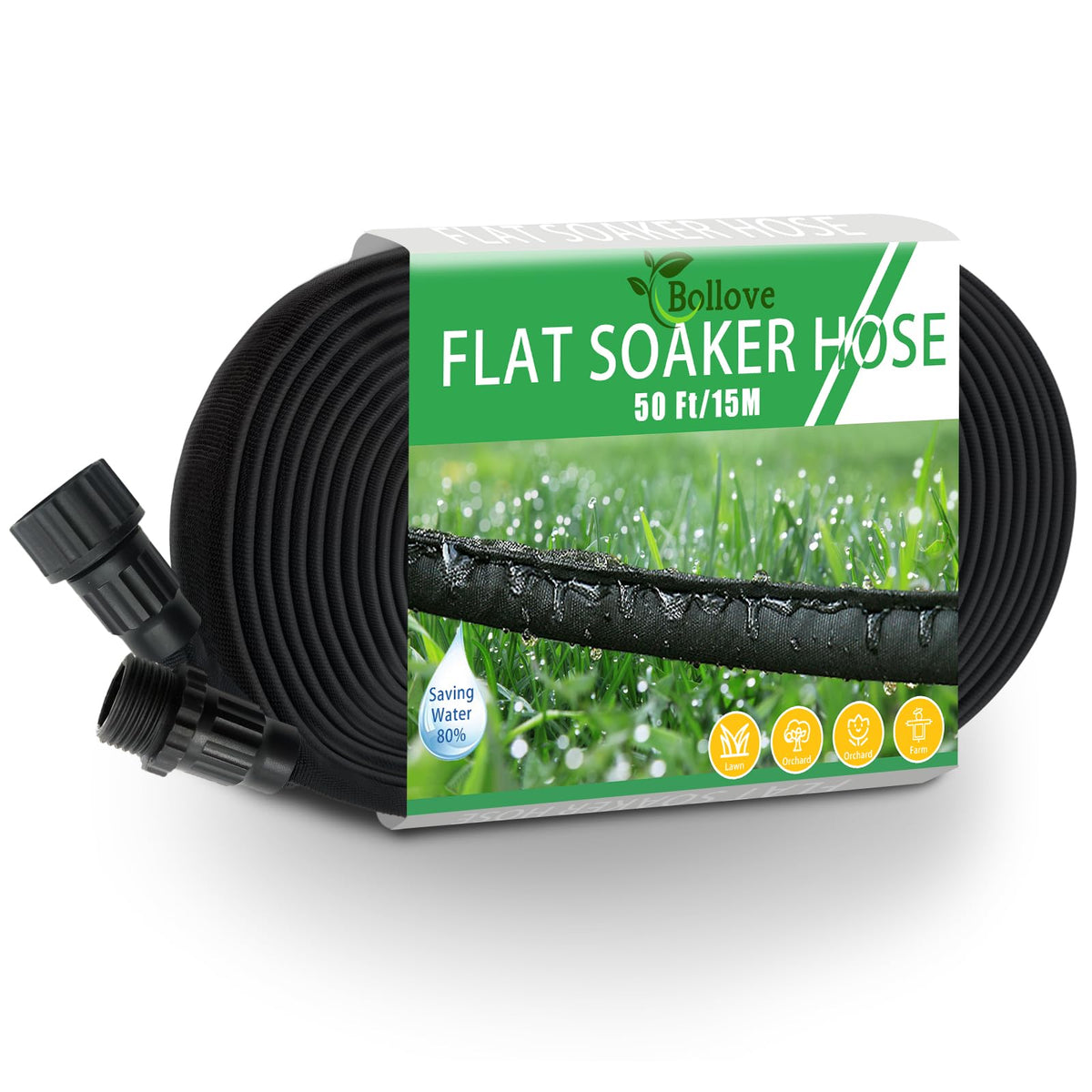Koulate Soaker Hose 50ft flat design delivers uniform irrigation for gardens.