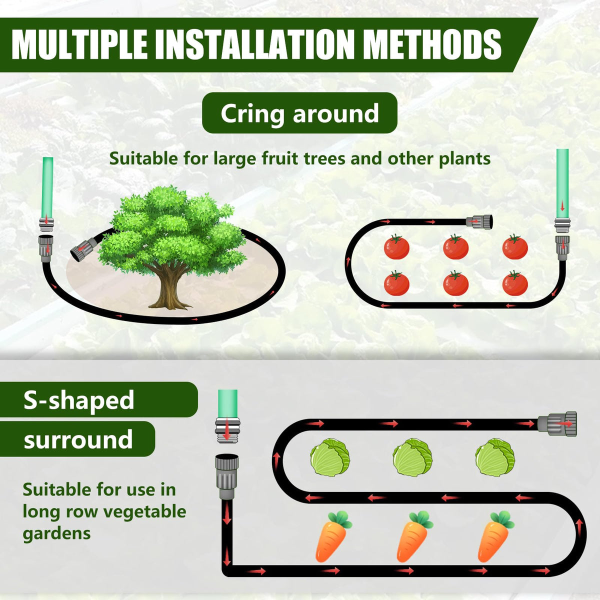 Koulate Soaker Hose even water distribution promotes healthy plant growth.